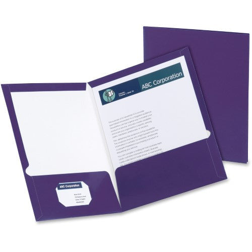 LAMINATED TWIN POCKET FOLDERS PURPLE BOX/25