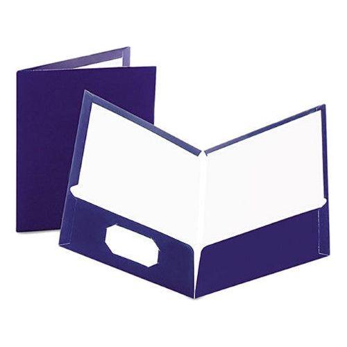 LAMINATED TWIN POCKET FOLDERS NAVY BLUE BOX/25