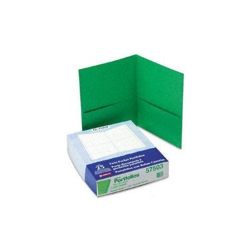 TWIN-POCKET PORTFOLIO PAPER LIGHT GREEN BOX/25
