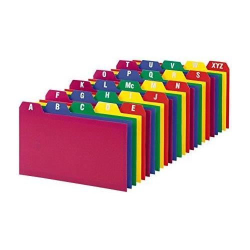 POLY INDEX CARD GUIDE SET 3" X 5" ASST COLORS A-Z