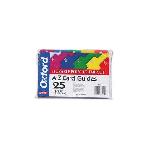 POLY INDEX CARD GUIDE SET 5" X 8" ASST COLORS A-Z