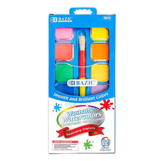 WATERCOLOR W/BRUSH & MIXING PALETTE 12 COLORS