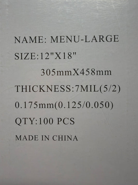 LAMINATING POUCH 7ML LARGE MENU