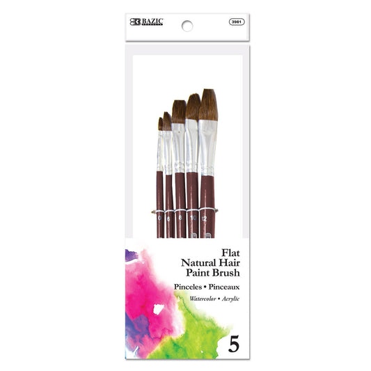 FLAT NATURAL HAIR PAINT BRUSH 5/PK