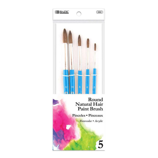 ROUND NATURAL HAIR PAINT BRUSH 5/PK