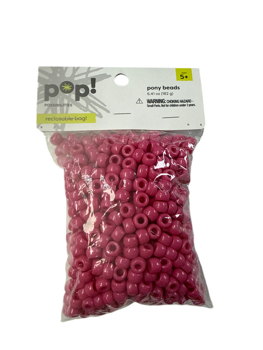 POP! POSSIBILITIES PONY BEADS DARK PINK 9MM