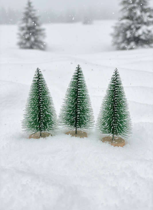 CHRISTMAS TREE W/ SNOW 10CM 3PC
