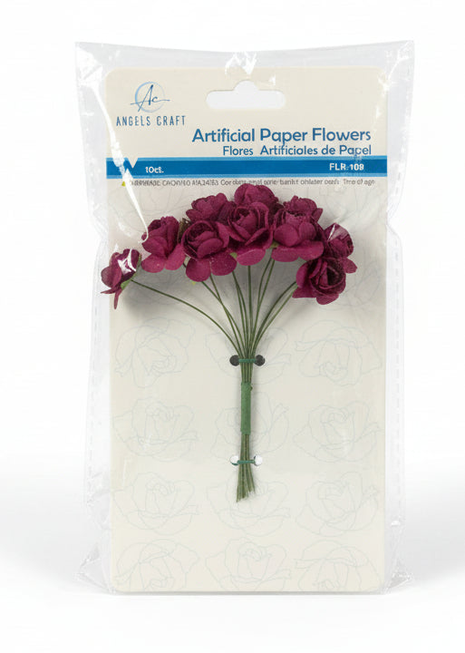 Flores Artificiales de Papel | Paper lowers, Wine Color | 10 ct