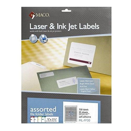 LABELS FILE FOLDER 2/3" X 3-7/16" ASST 750 PC