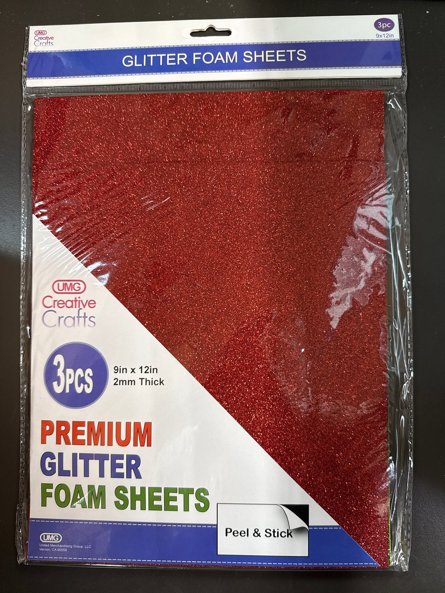 GLITTER FOAM SHEETS PEEL&STICK 3PCS