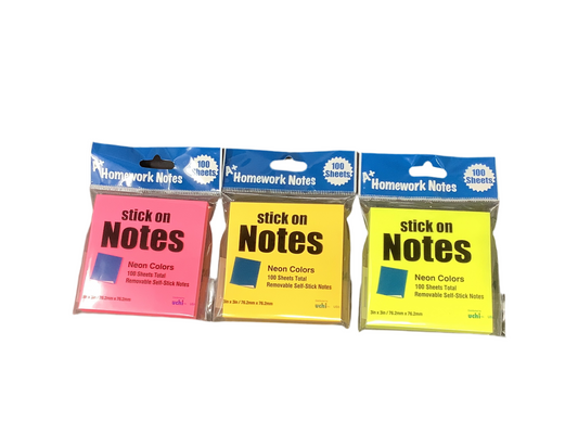 STICKY NOTES 3X3 100SH NEON