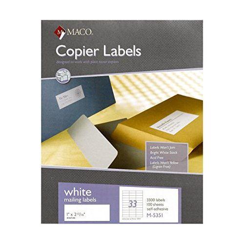 WHITE MAILING LABELS 1" X 2-13/16" 3300 PC