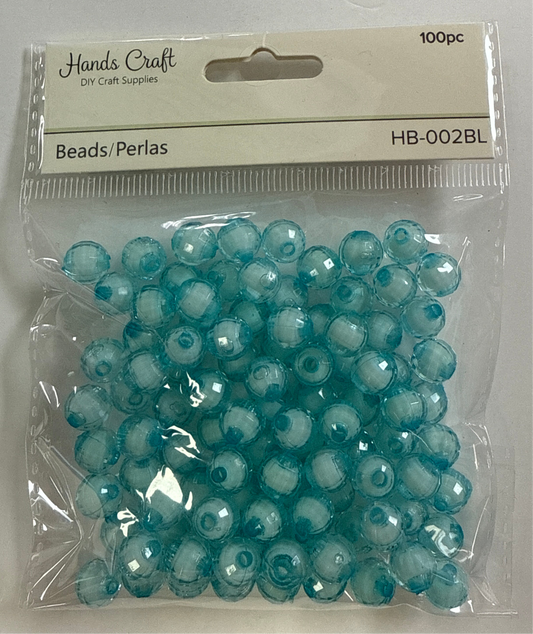 DISCO BEADS WHITE BLUE 7MM 100 PC