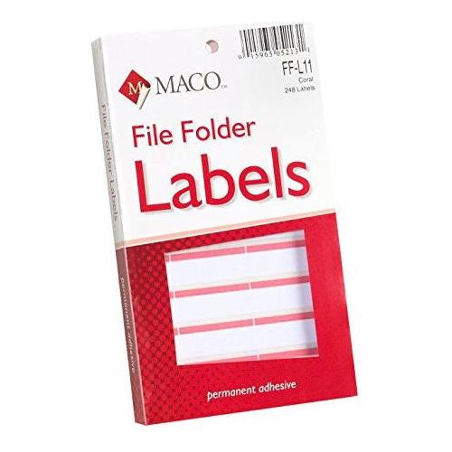 FILE FOLDER LABELS CORAL 9/16" X 3-7/16" 248 PC