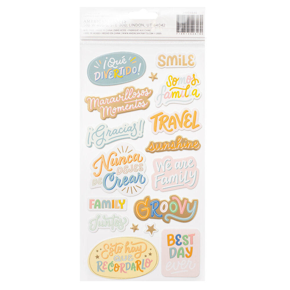 BUENOS DIAS PHRASES CARDSTOCK ON WHITE FOAM 37PCS