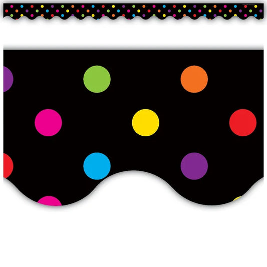MULTICOLOR DOTS ON BLACK BORDER