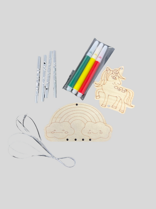 WOOD WIND CHIME KIT UNICORN & RAINBOW
