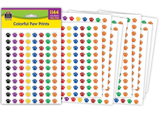 TC COLORFUL PAW PRINTS STICKERS MINI #TCM4742