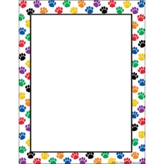 COLORFUL PAW PRINTS COMPUTER PAPER
