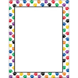 COLORFUL PAW PRINTS COMPUTER PAPER