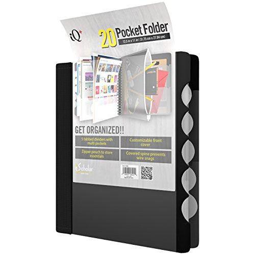 POCKET FOLDER WITH ZIPPER POUCH 20-POCKET