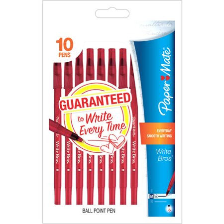 WRITE BROS BALLPOINT 10CT RED