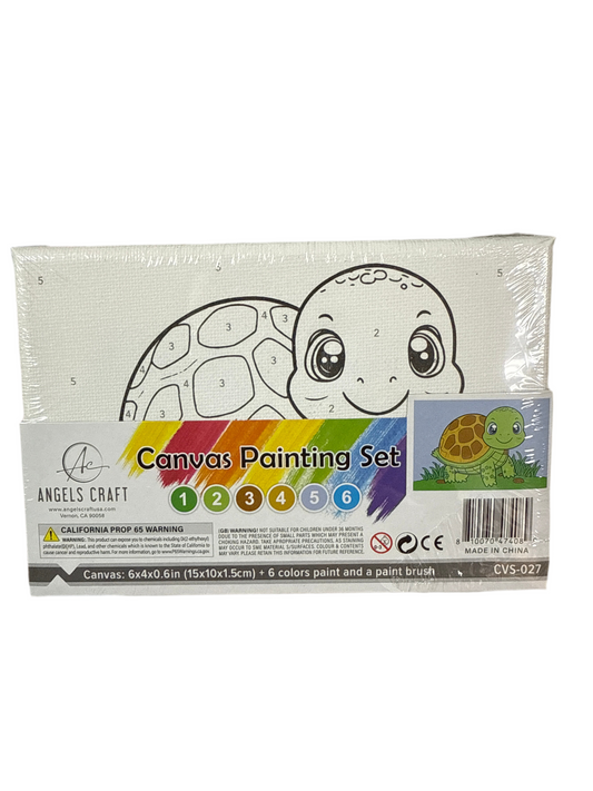 CANVAS PAINT SET - TURTLE 6 COLORS 1 BRUSH