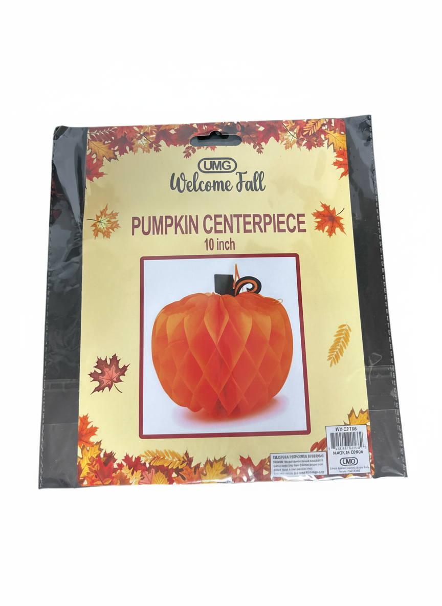 HONEYCOMB PUMPKIN W/ HANGER 10IN