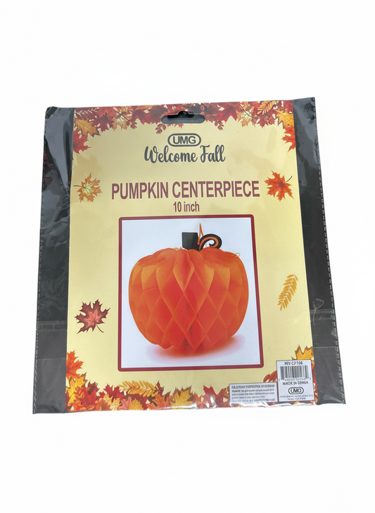 HONEYCOMB PUMPKIN W/ HANGER 10IN