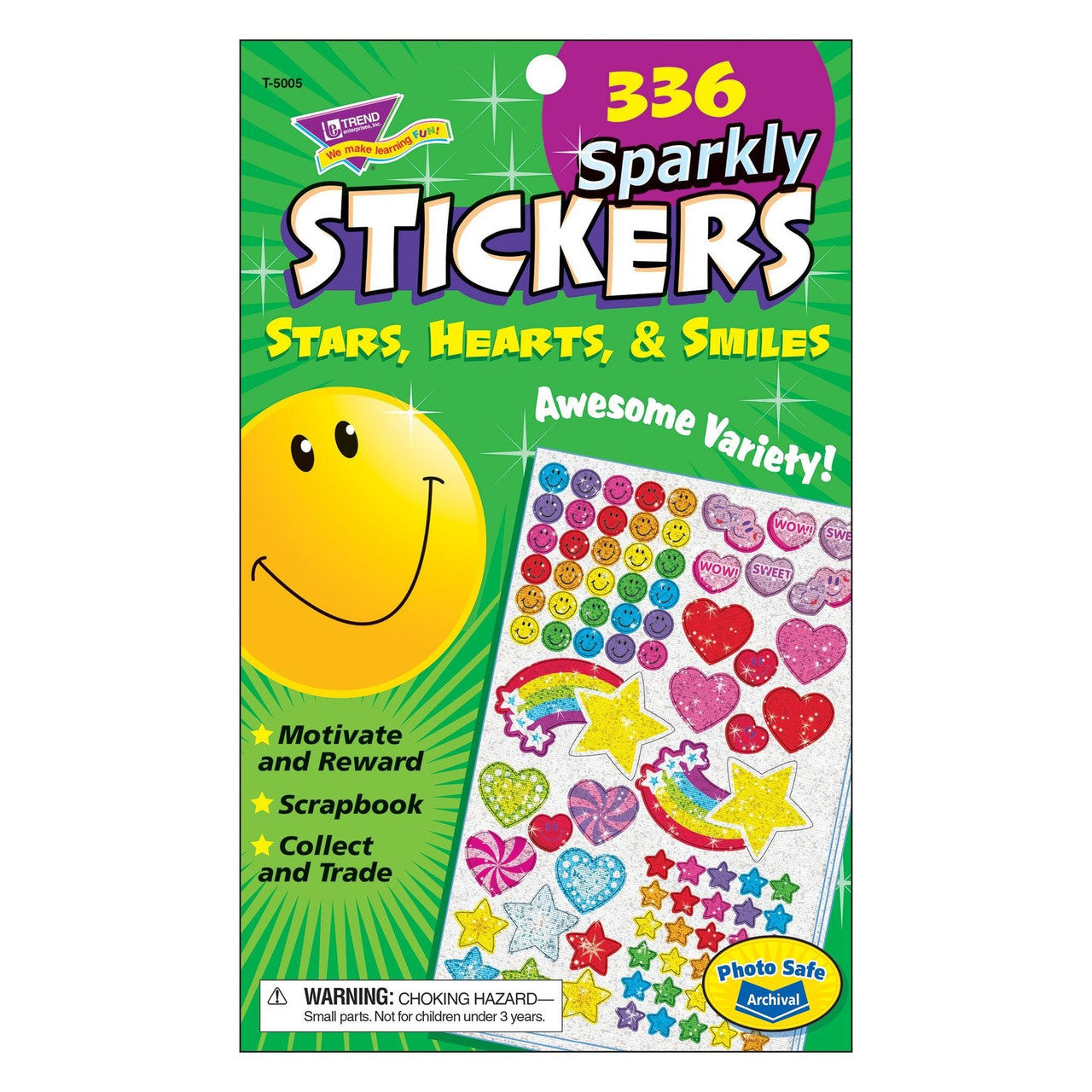 SPARKLY STARS, HEARTS, & SMILES STICKER PAD