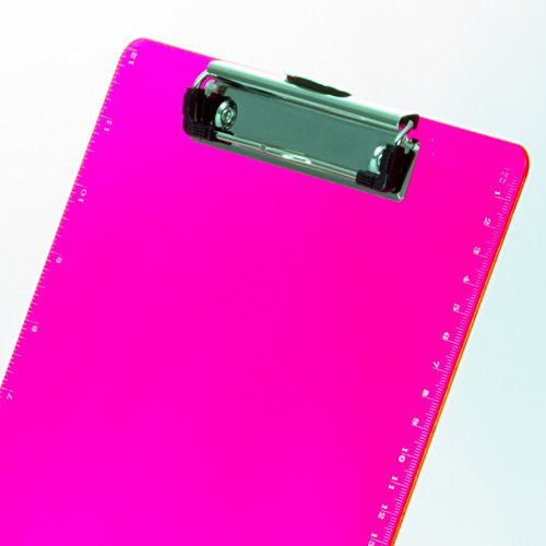 PLASTIC CLIPBOARD TRANSPARENT PINK NEON LETTER