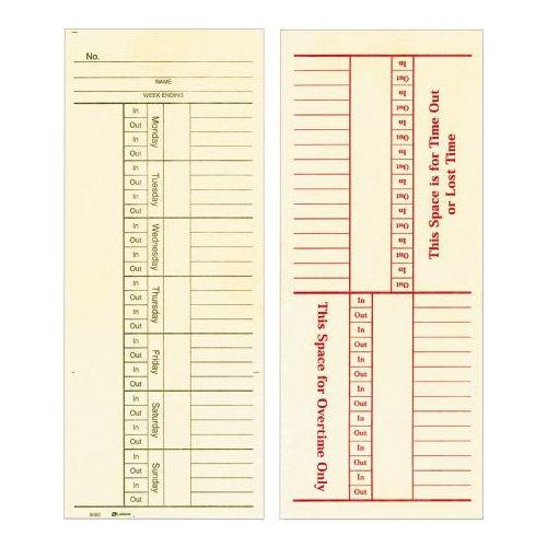 TIME CARD 2 SIDE NUMBER DAY