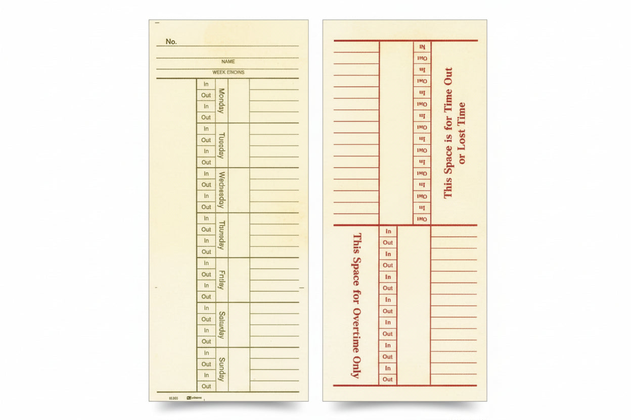Time Card | 2 Side | Number Day