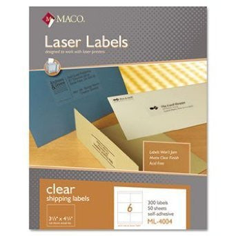 LABELS SHIPPING 3 1/3" X 4" CLEAR 300 PC