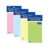 LINED STICK ON NOTES 4" X 6" ASSORTED 50 SHEET