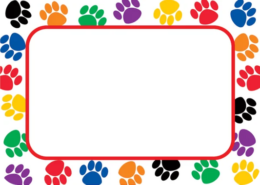 COLORFUL PAW PRINTS NAME TAGS/LABELS