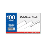 RULED WHITE INDEX CARD 3" X 5" 100 SHEET