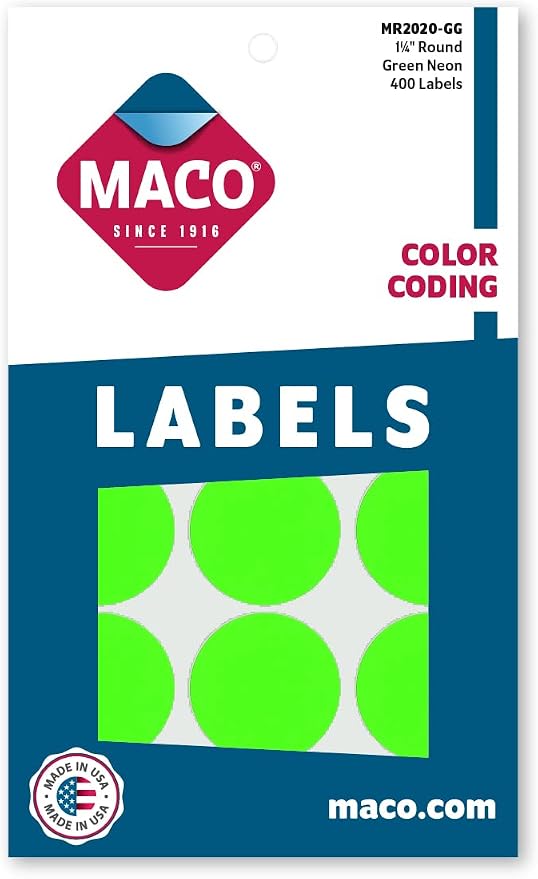 CODING LABEL 1-1/4" Green Glow 400 PC