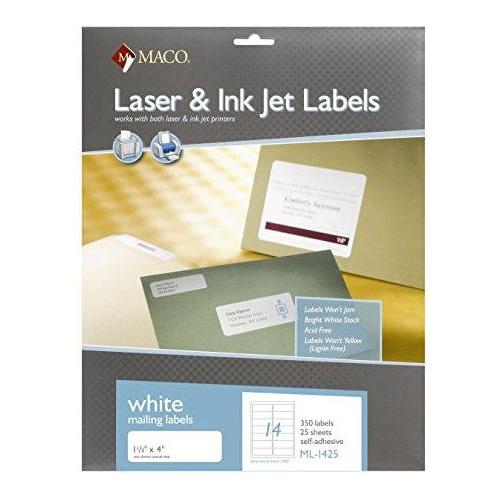 LABELS MAILING 1-1/3" X 4" WHITE 350 PC