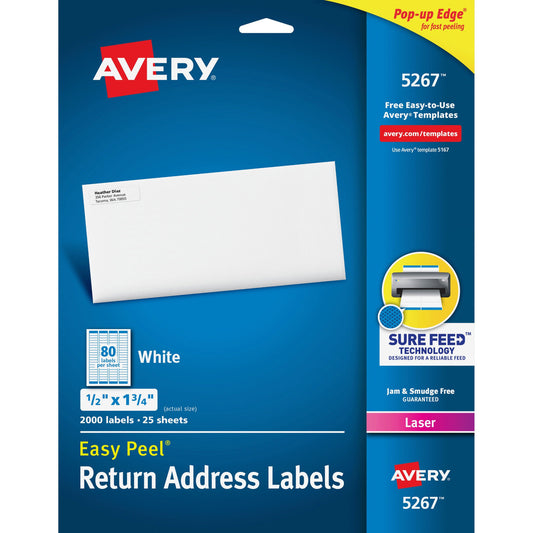 EASY PEEL RETURN ADDRESS LABELS 1/2" X 1-3/4"