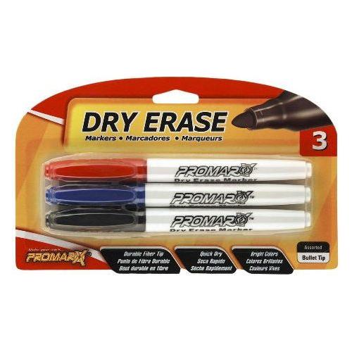 PEN STYLE DRY ERASE MARKER BULLET TIP ASST PQT.3
