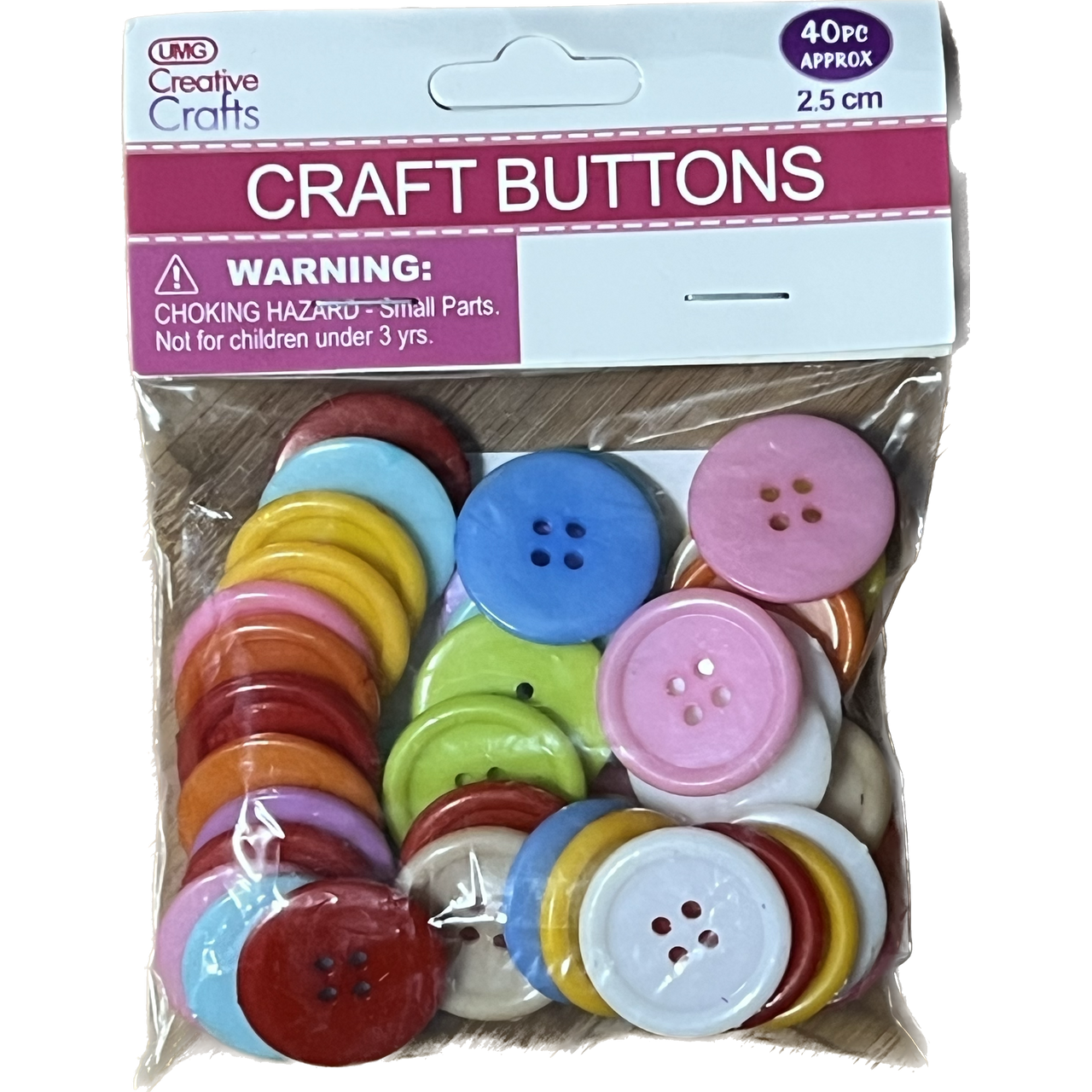 CRAFT BUTTONS MIXED COLORS 40PCS