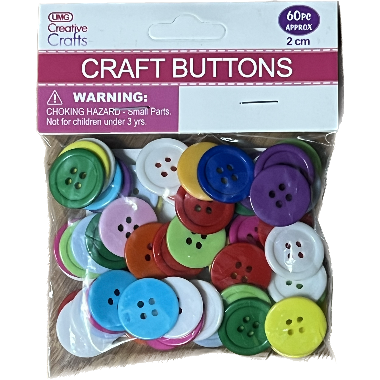 CRAFT BUTTONS MIXED COLORS 60PCS