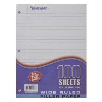 FILLER PAPER WIDE RULED 100 HOJAS
