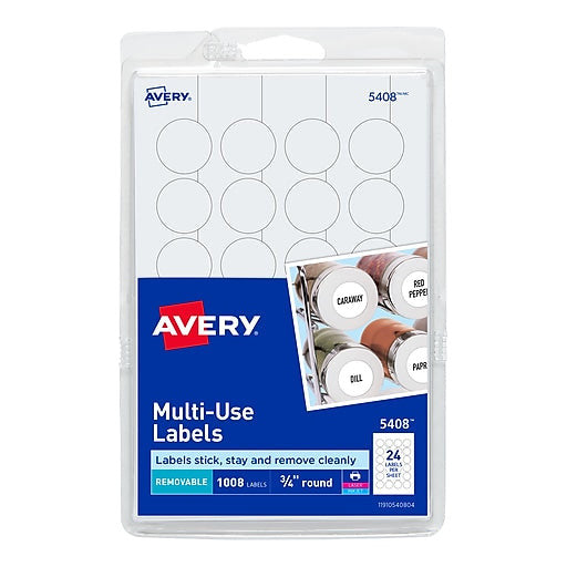 CODING LABELS REMOVABLE WHITE ROUND 3/4"