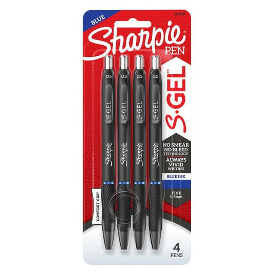 SHARPIE S.GEL 0.5MM 4CT BLUE