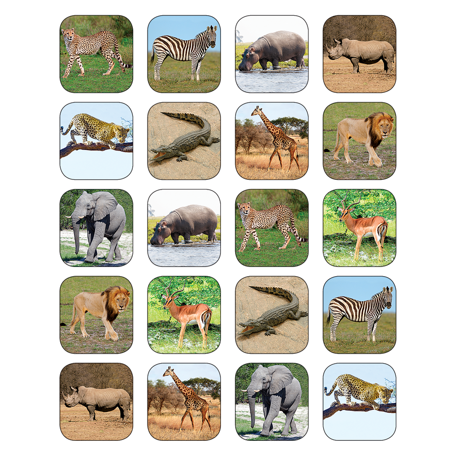 SAFARI ANIMALS STICKERS 120 PCS
