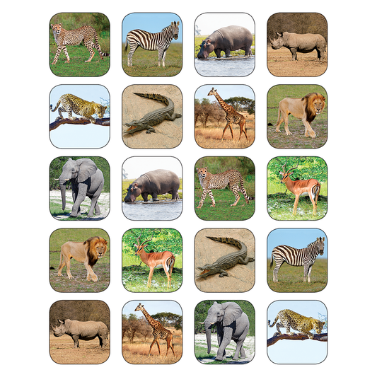 SAFARI ANIMALS STICKERS 120 PCS