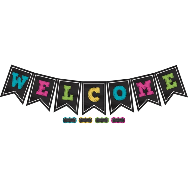 CHALKBOARD BRIGHTS PENNANTS WELCOME BULLETIN BOARD SET