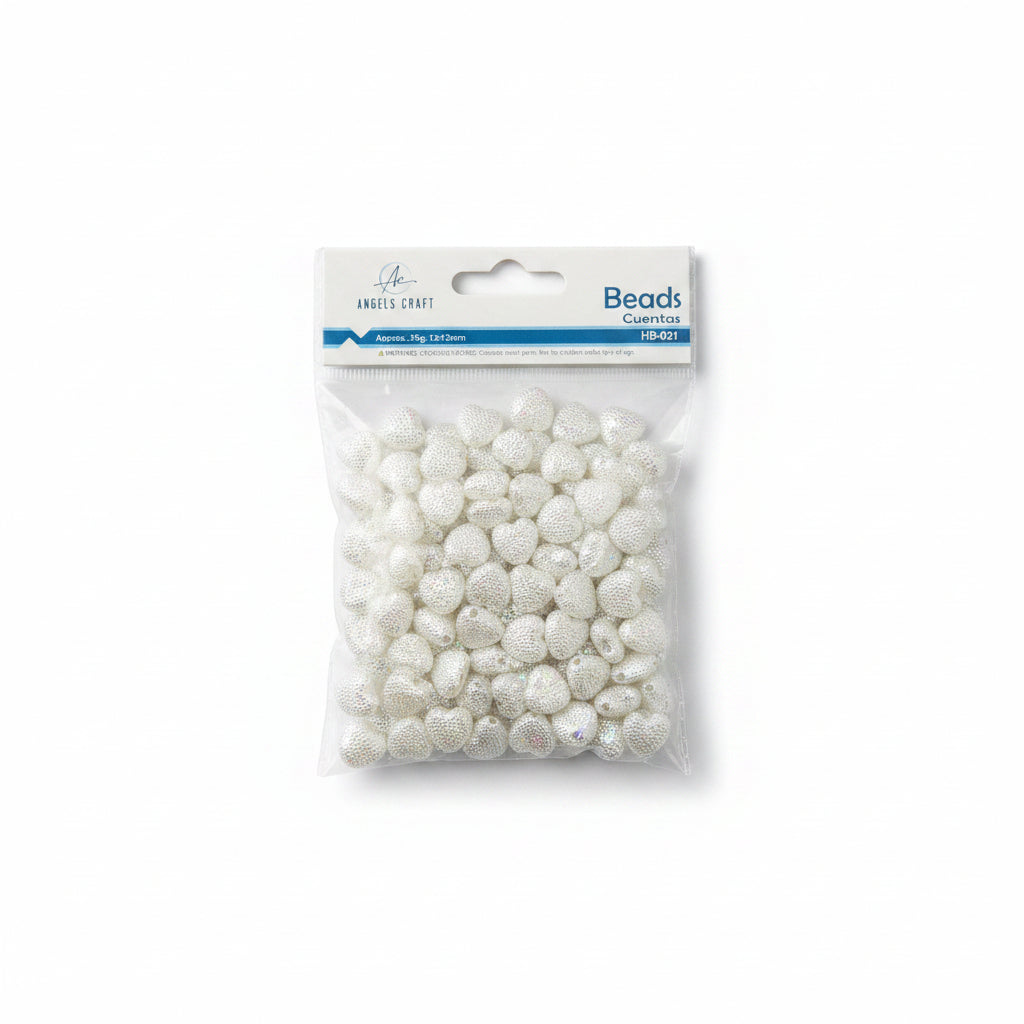 PEARL HEART BEADS 12MM, APPROX. 35G